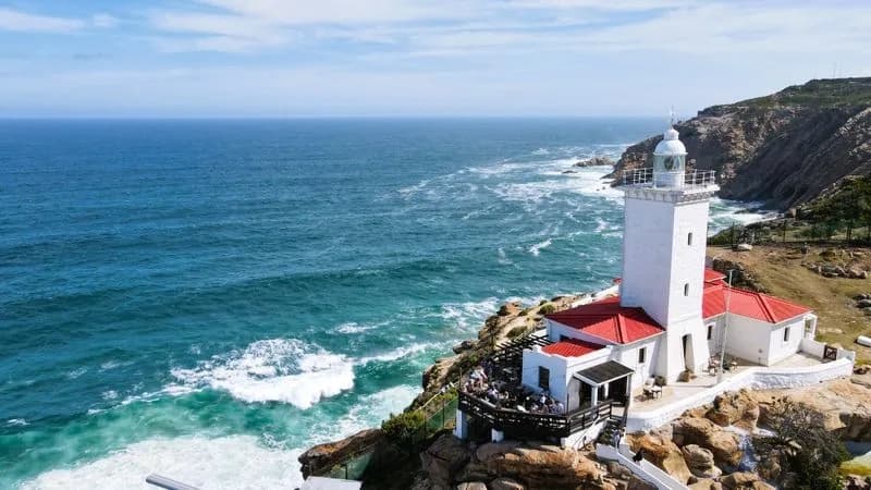 Cape St Blaize lighthouse on the rocky coastline of Mossel Bay